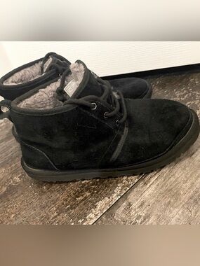 UGG Black Suede Fur-Lined Boots